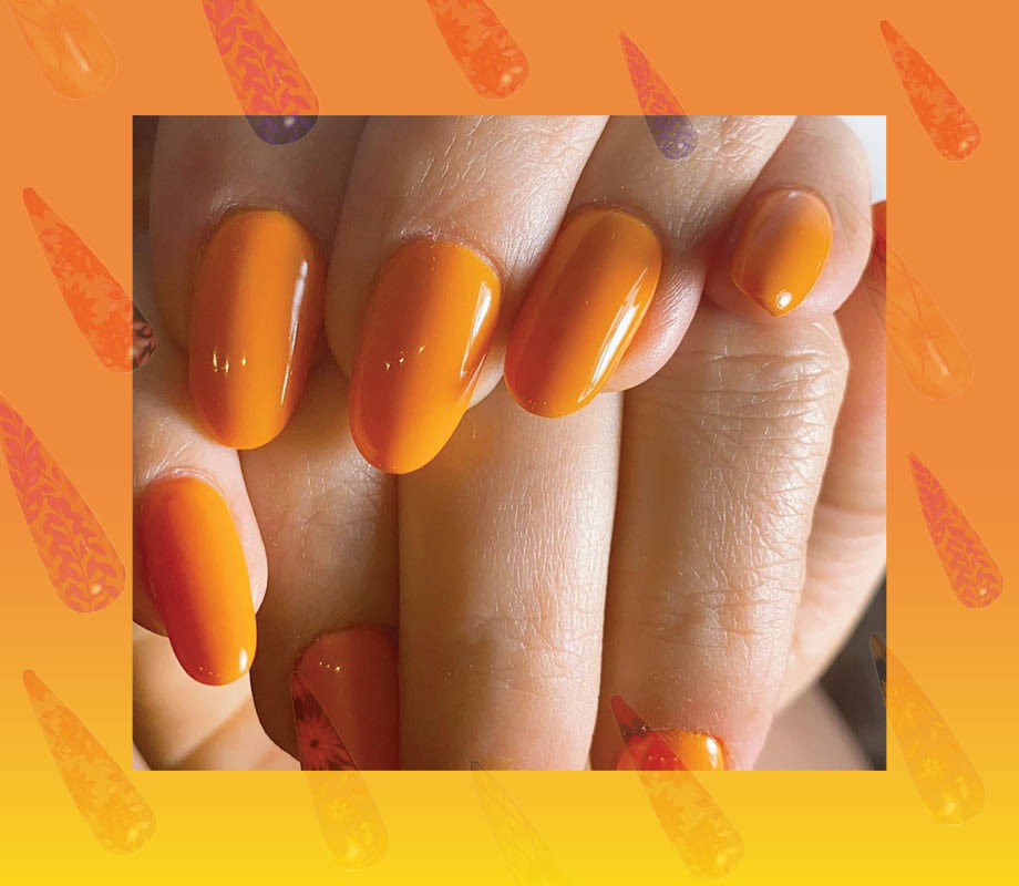 Blanche Macdonald Centre nail studio instructor Roshanak Fadaei's orange citrus nails