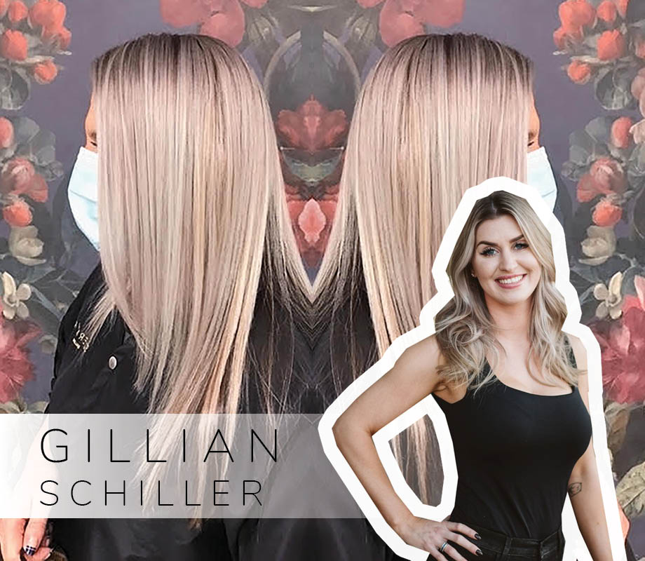 Supernova Salon stylist and Blanche Macdonald Centre graduate Gillian Schiller and her straightened hair