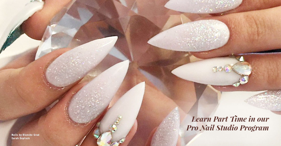 stunning claw and crystal nails by Blanche grad Sarah Deptuck