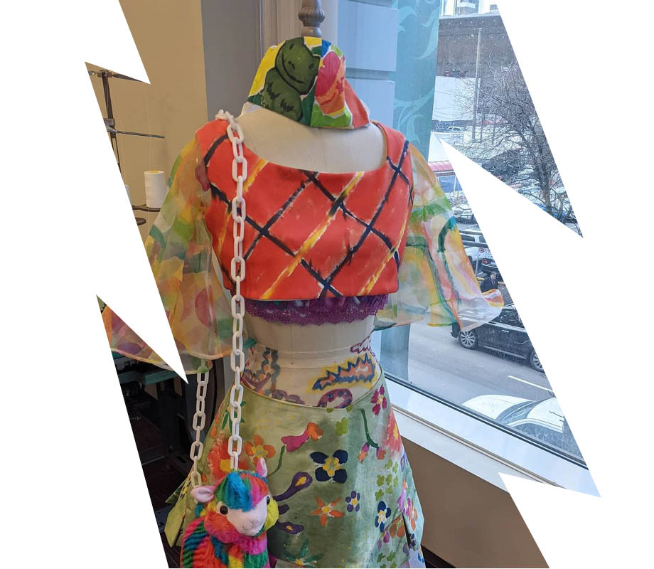 BMC fashion design graduate Samantha Tran's designs on a dressform