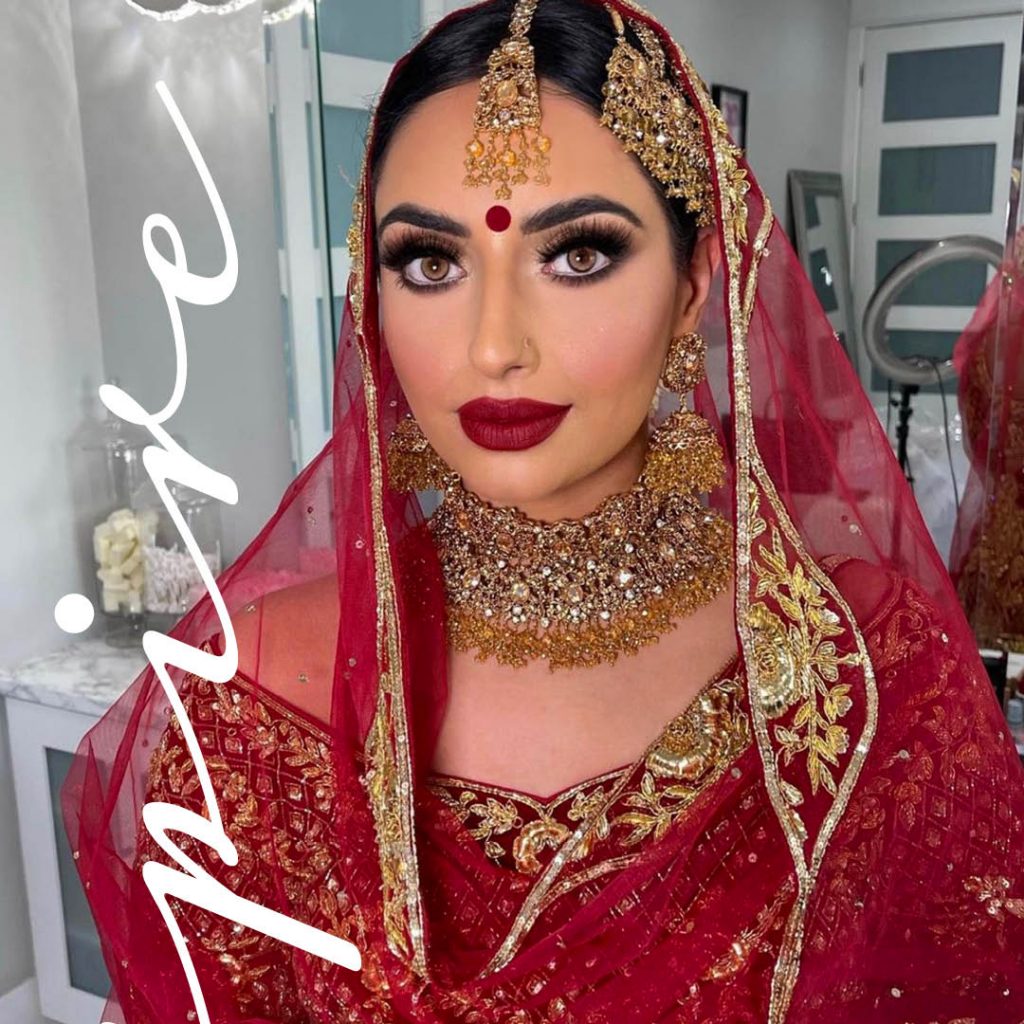 deep crimson lips Southeast Asian wedding look by BMC pro makeup graduate Sukhi Lidher