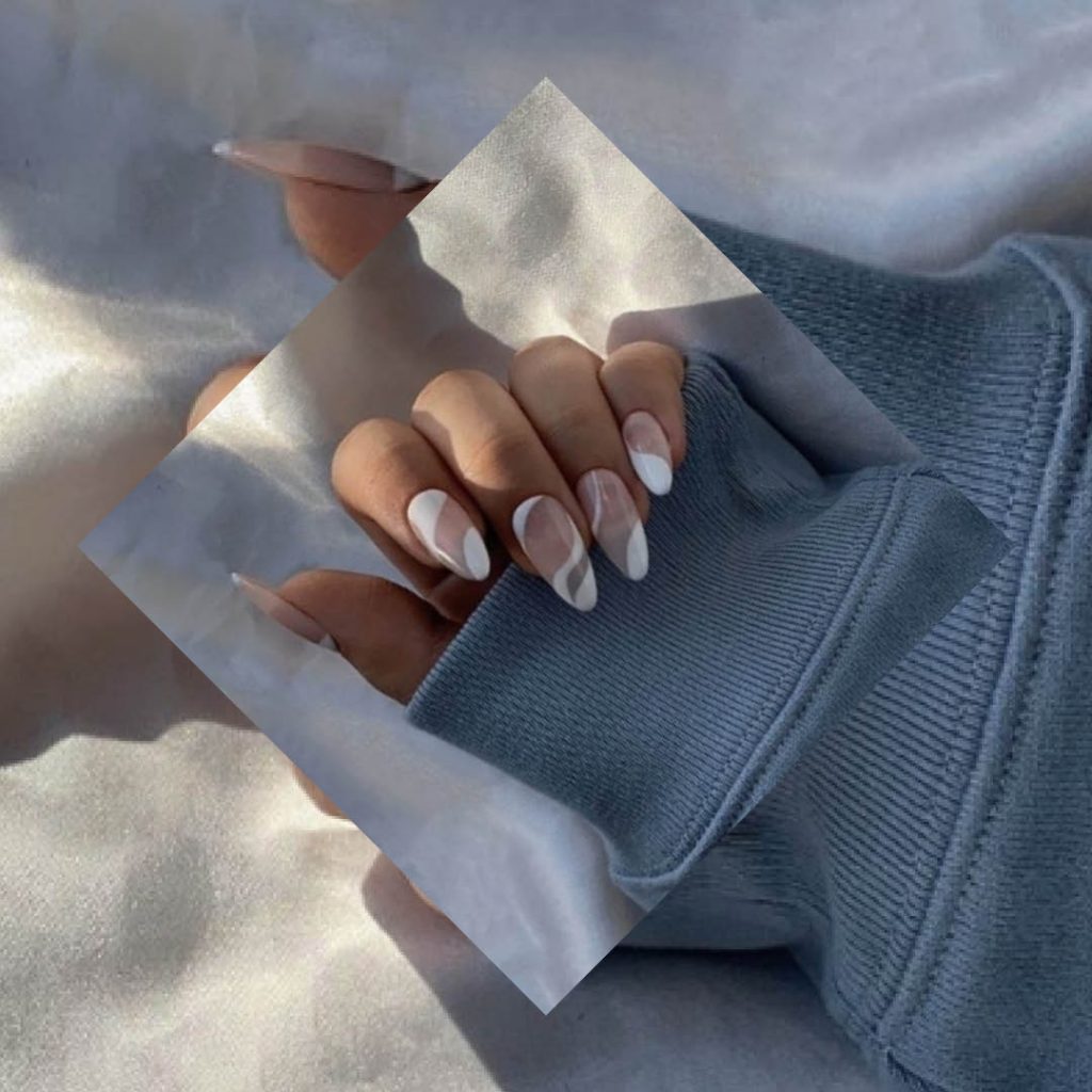 BMC nail studio graduate Vanessa Stern's white and clear nails design