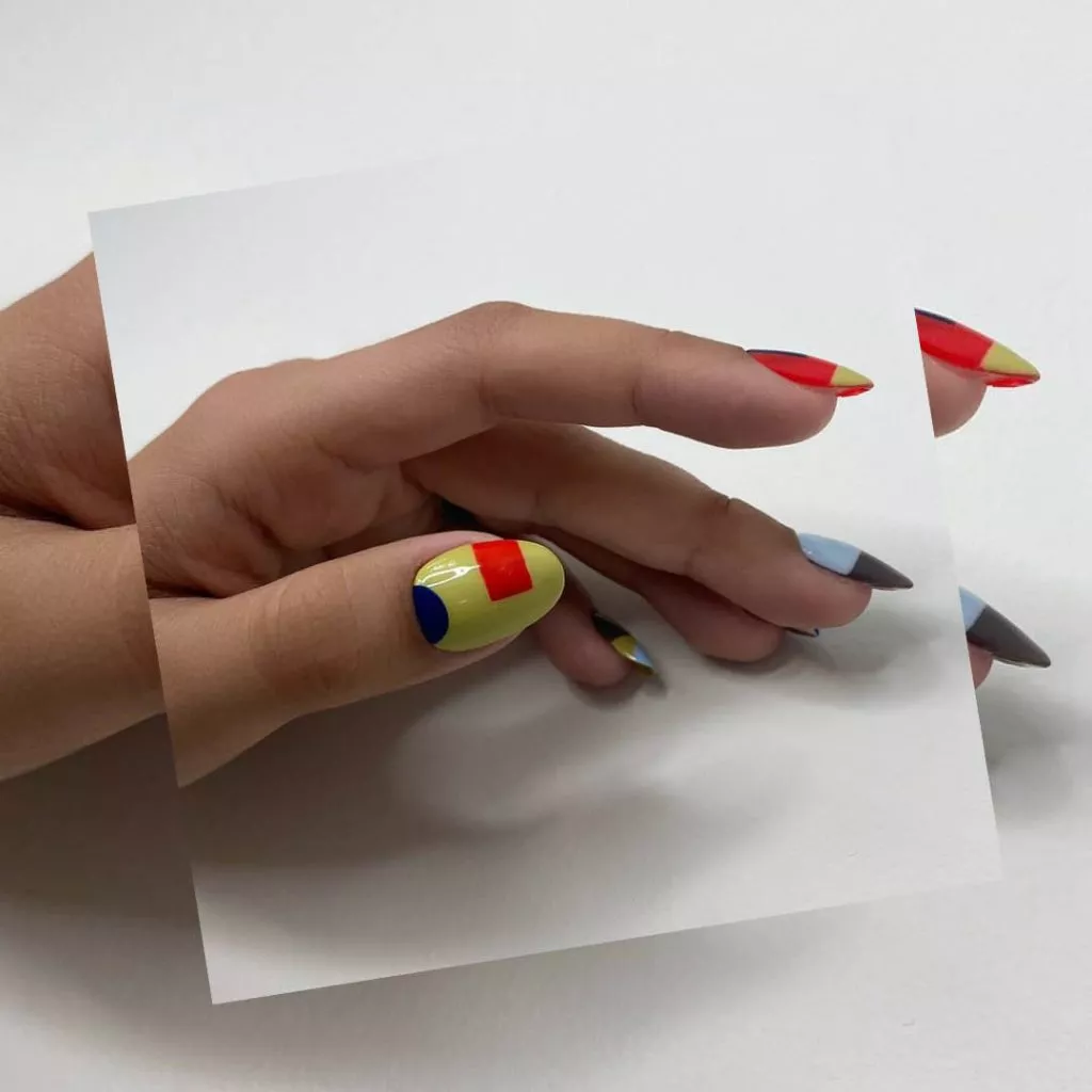 BMC nail studio graduate Vanessa Stern's geometric nail design