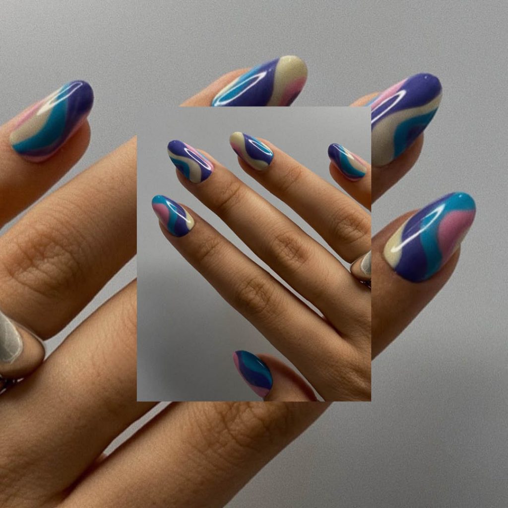 BMC nail studio graduate Vanessa Stern's lollipop nail swirl design