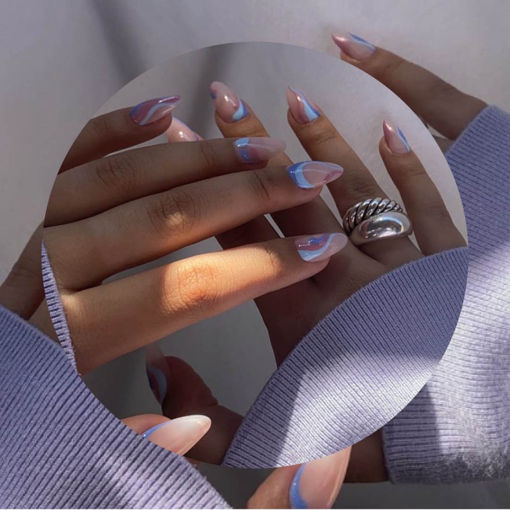 BMC nail studio graduate Vanessa Stern's pastel swirl gel nail designs