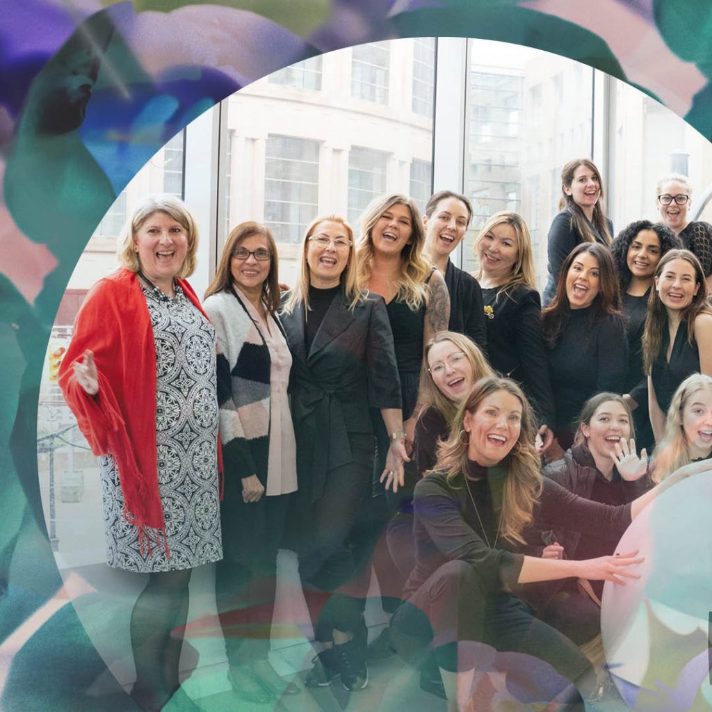 Simona Gozner, Blanche Macdonald Centre Esthetics Director with her esthetics school students group shot