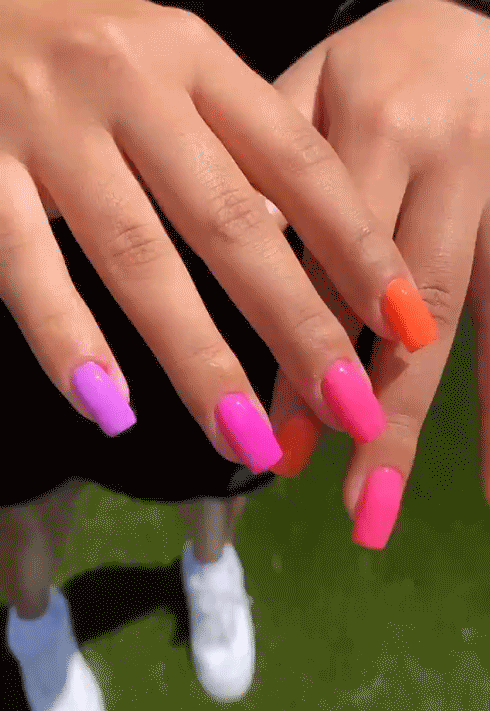 neon pink and orange nails