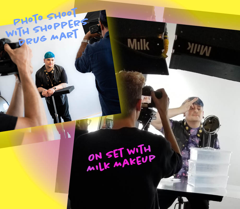 Blanche Macdonald makeup grad and Amazon Live A-List influencer Caleb Wessels' photo and video shoots with Milk Makeup and Shoppers Drug Mart