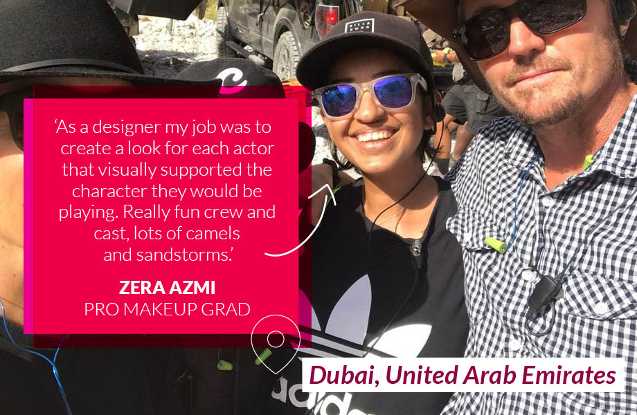 Zera Azmi in the UAE on set for The Misfits