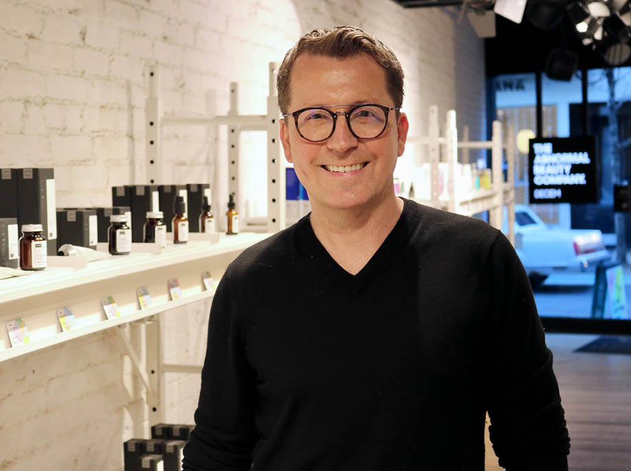 David Penrice, Head of Retail North America stands in The Abnormal Beauty Company store