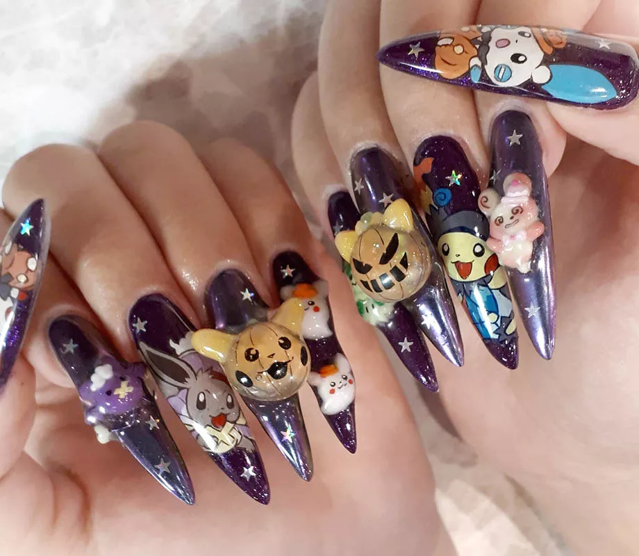 Anime style nail art inspired by @reyunsung's gorgeous artwork 😍  #animenails #animenailart #gelnailartdesign #gelnailart #gelextensions … |  Instagram