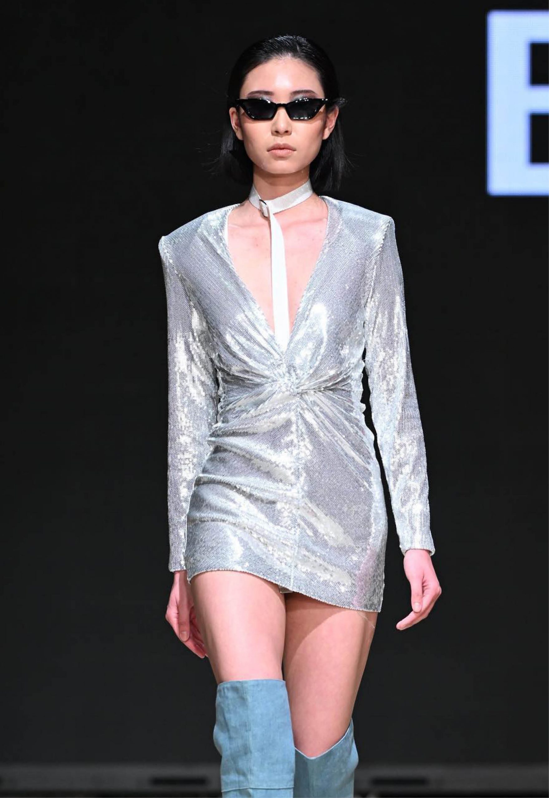 short sequin silver dress by Blanche Macdonald Graduate Laila Aouinati