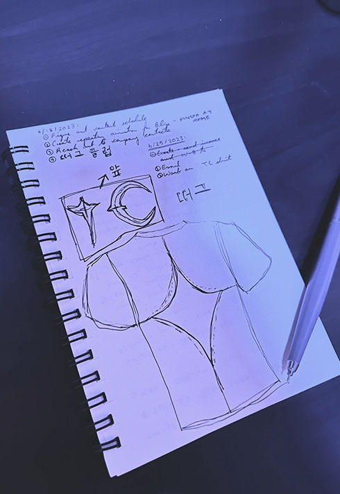 A sketch by global fashion marketing grad Max Anderson, trying to recreate a piece of garment