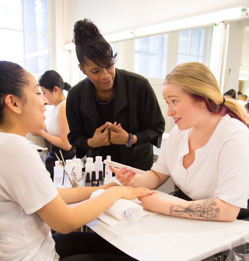 Esthetics students train in nail care