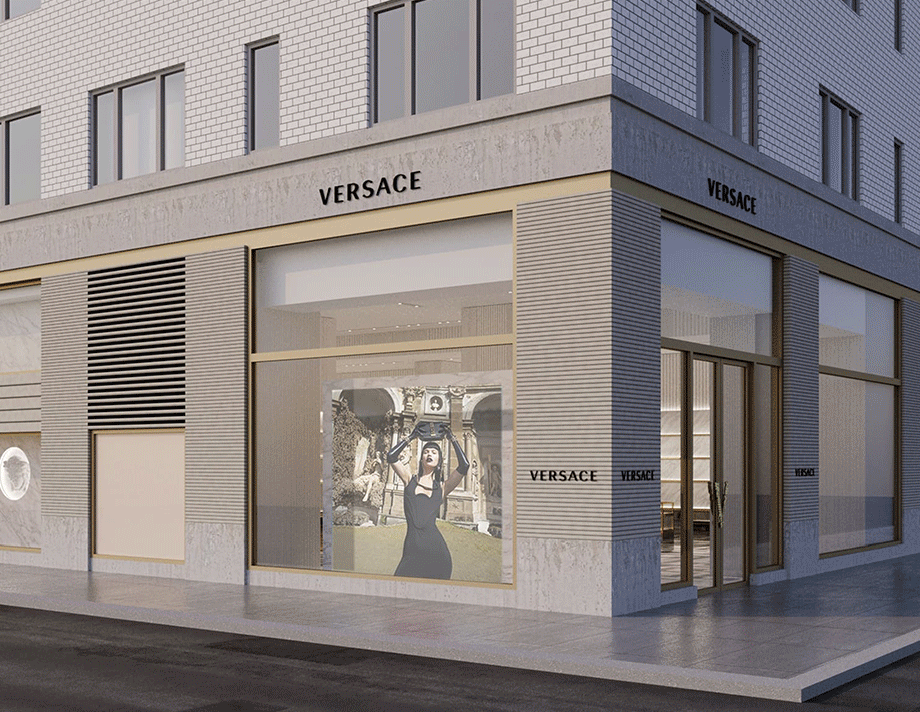 3D render of  a new Versace Boutique opening on Madison Avenue,  New York City.