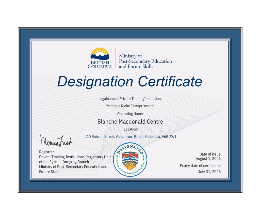 Designation Certificate — Robson Campus