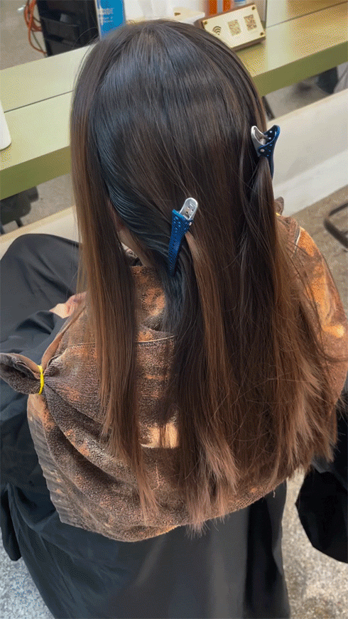 Hair colour service for Asian hair transformation in Vancouver salon
